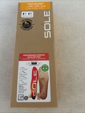 SOLE Performance Shoe Insoles Metatarsal Pads Plantar Fasciitis Relief - M11/W13